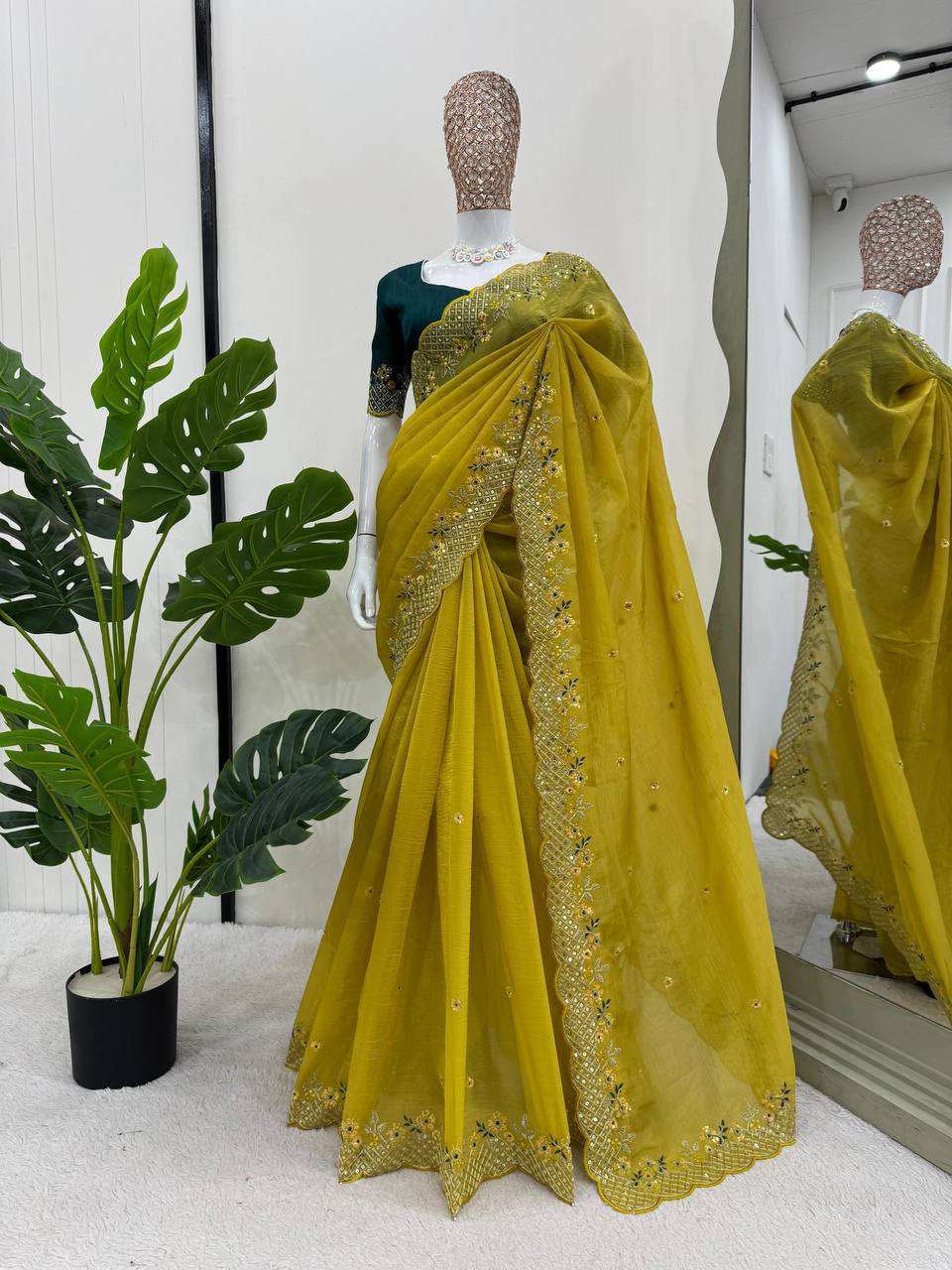The Sophistication of Crunchy Silk Mustard Saree