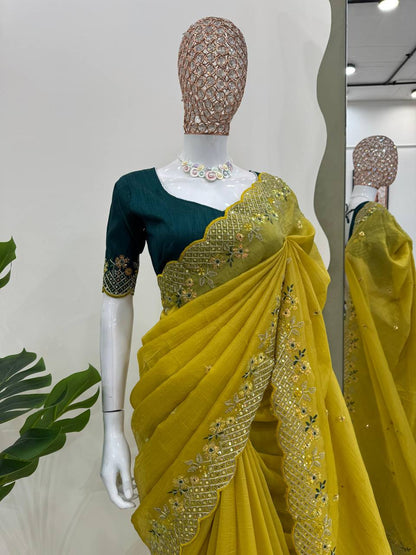 The Sophistication of Crunchy Silk Mustard Saree