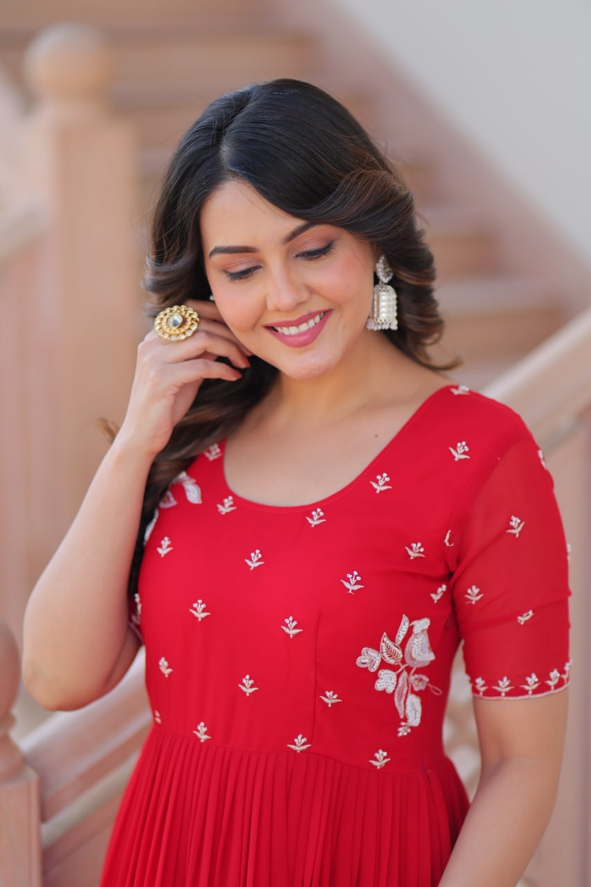 Inaaya Sunshine & Rose Embroidered Layered Gown Set