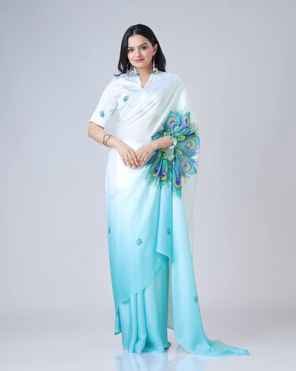 Murlidhar Garden Flute Japan Satin Saree