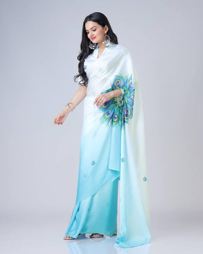 Murlidhar Garden Flute Japan Satin Saree
