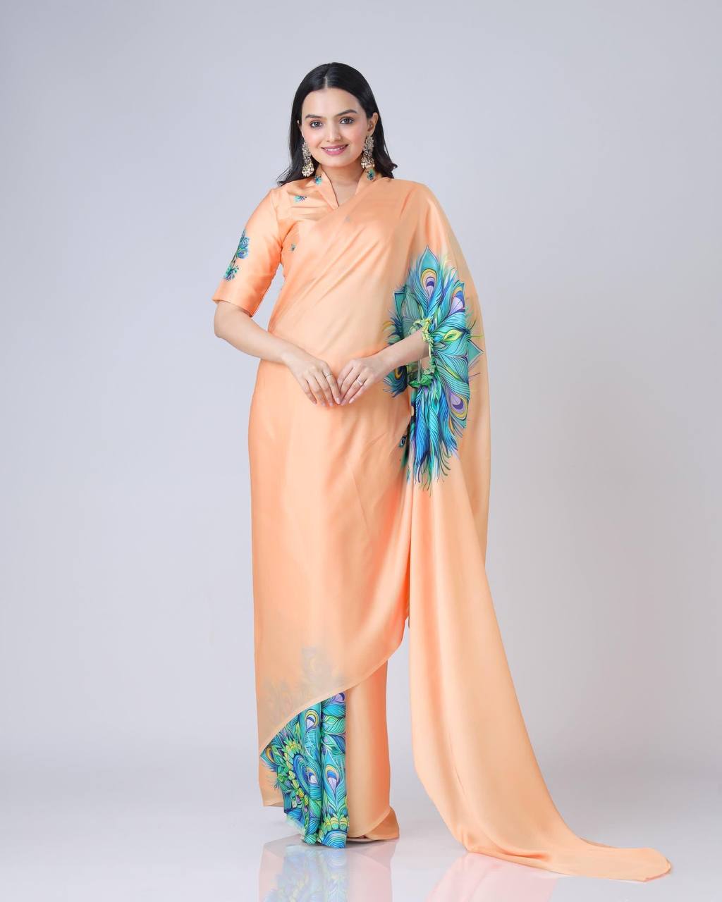 Murlidhar Garden Flute Japan Satin Saree