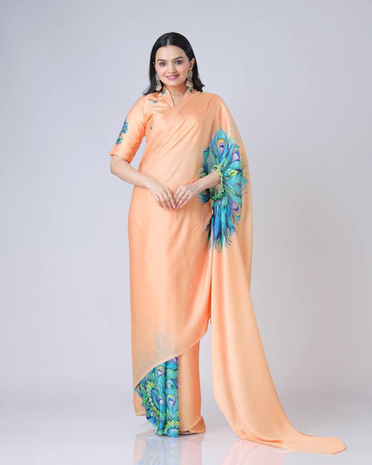 Murlidhar Garden Flute Japan Satin Saree