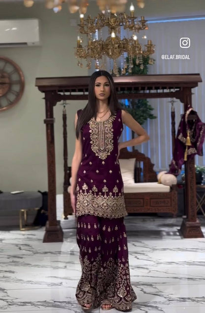 Royalty Vibrant Partywear Fox Georgette Sharara Suit