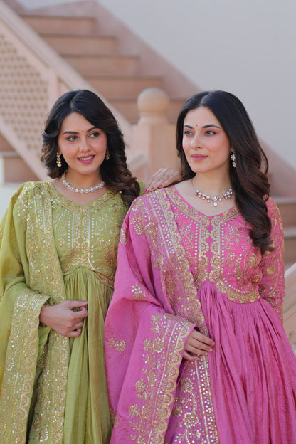 Vasantika Shine stunning Gold Crush fabric gown.