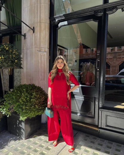 Midnight Elegance Thread Embroidery Farshi Shalwar Set