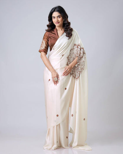 Krishna Digital Print Satin Saree