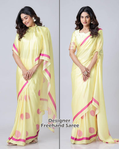 Krishna Digital Print Satin Saree