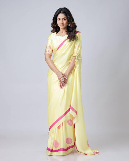 Krishna Digital Print Satin Saree