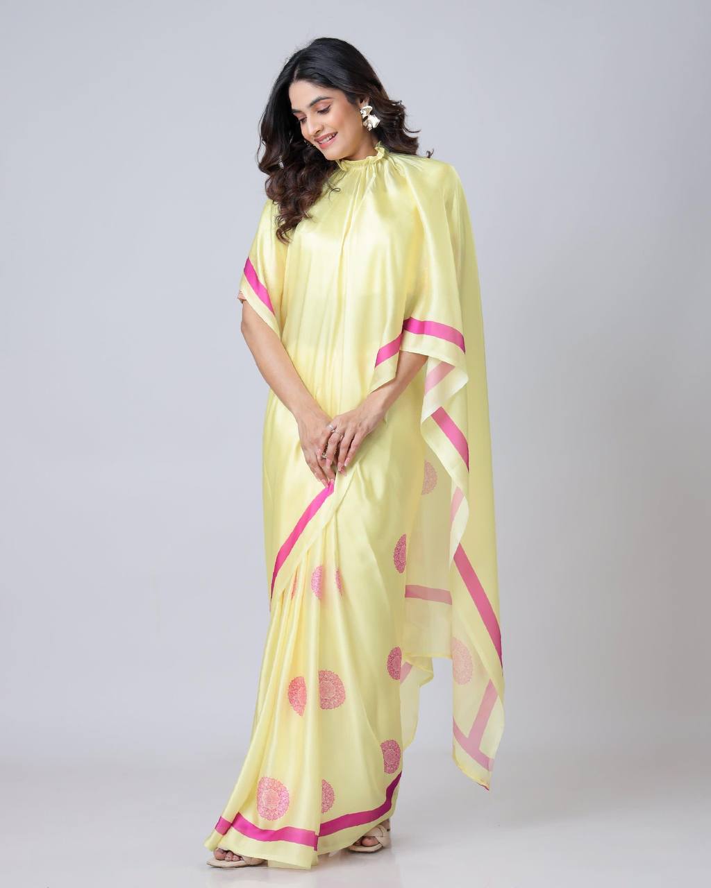 Krishna Digital Print Satin Saree