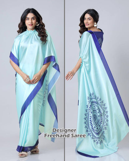Krishna Digital Print Satin Saree