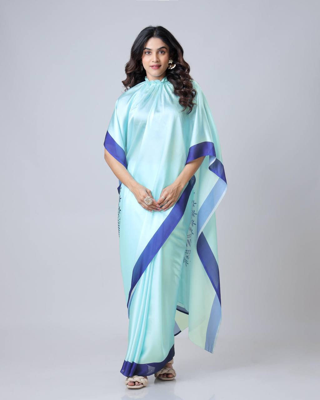 Krishna Digital Print Satin Saree