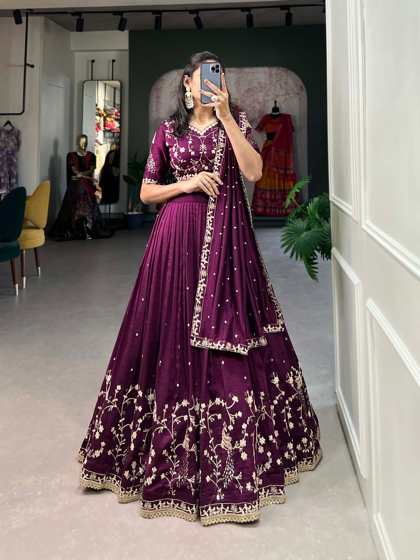 Taarini  Traditional Vichitra Silk Lehenga