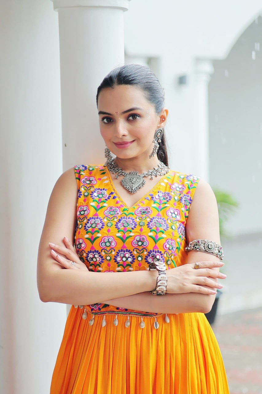 Kutchi Gamthi Mirror Work Anarkali Gown