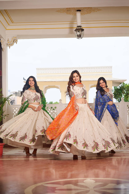 Zakhi Embroidered Lehenga Choli Set with Bandhani Dupatta Magic
