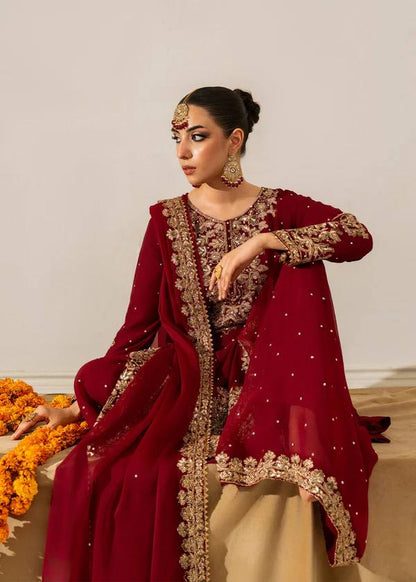 Gulzaar Deep Maroon Pakistani Gharara Suit
