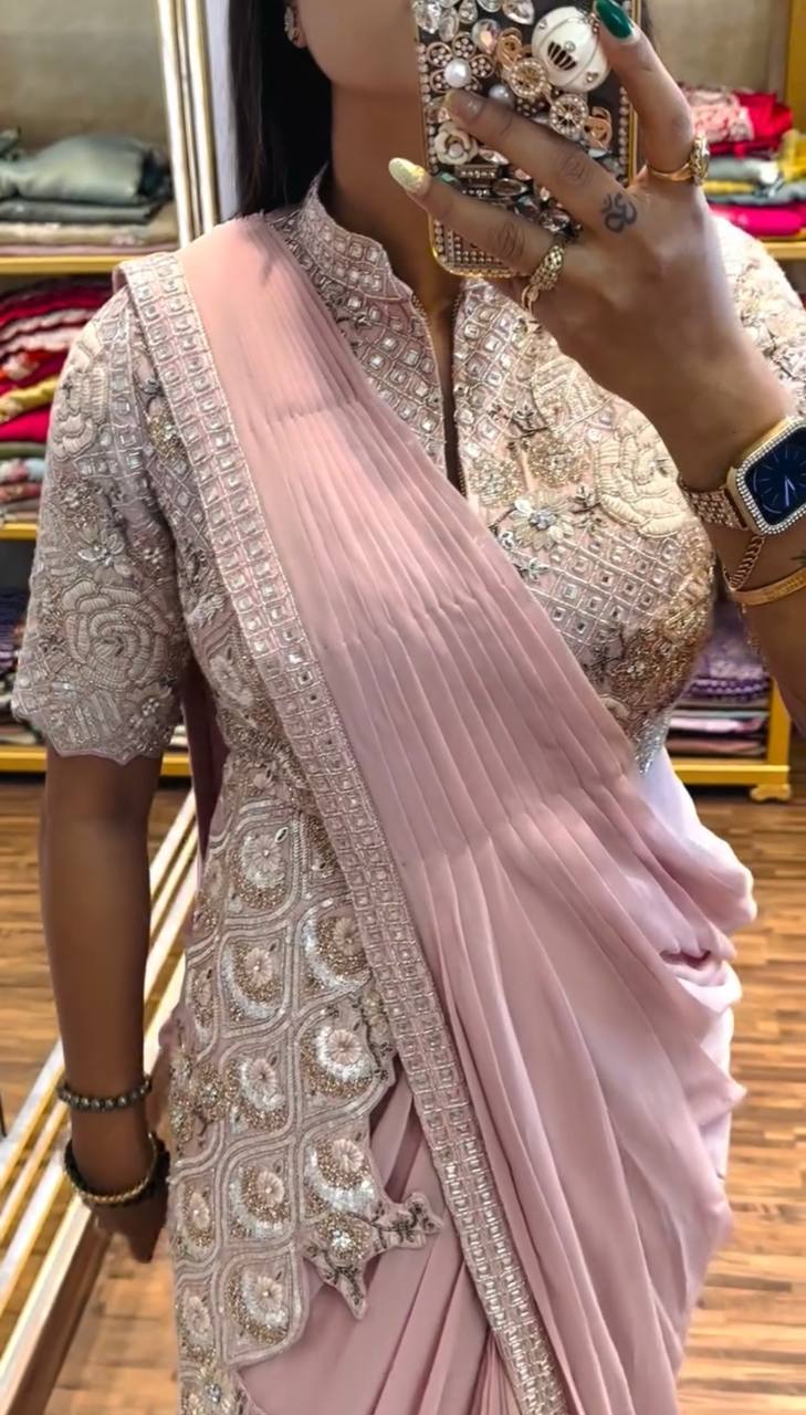 Sitara Trending Ready To Wear  Stylist Blouse Drape Saree