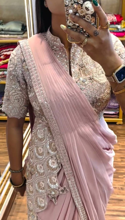 Sitara Trending Ready To Wear  Stylist Blouse Drape Saree