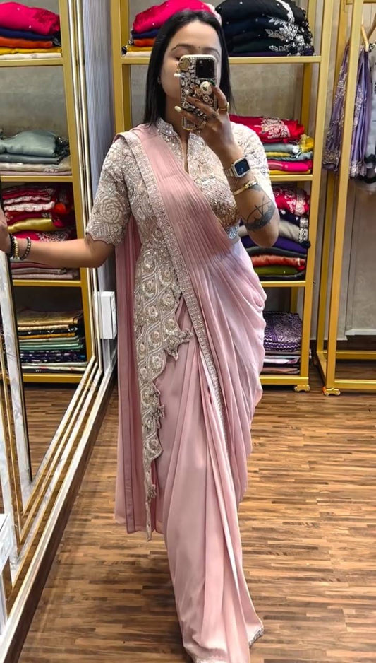 Sitara Trending Ready To Wear  Stylist Blouse Drape Saree