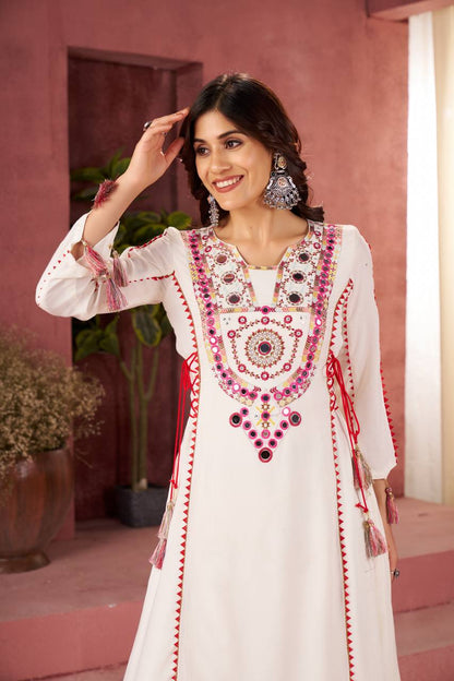 Zakhi Real Mirror Work & Fancy Lace Dori Cord Set
