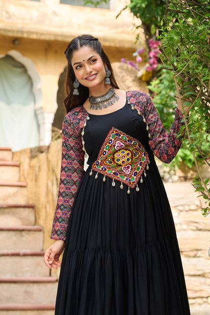 Bold & Beautiful Reyon With Cotton Print Work Gown
