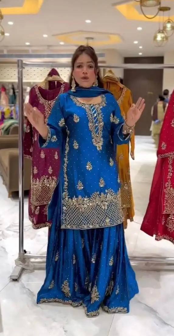 Zarkaar Heavy chinon silk Designer Sharara