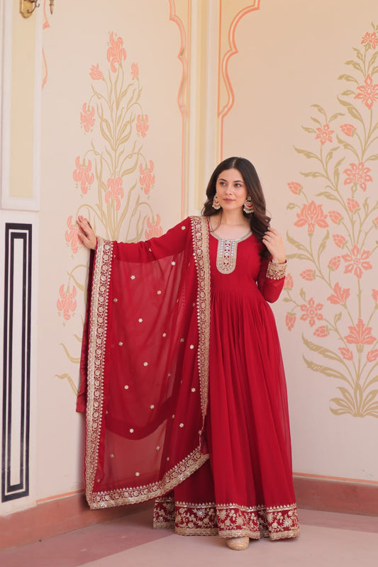 Zehra Heritage Flare – Royal Red & Regal Purple Anarkali Set