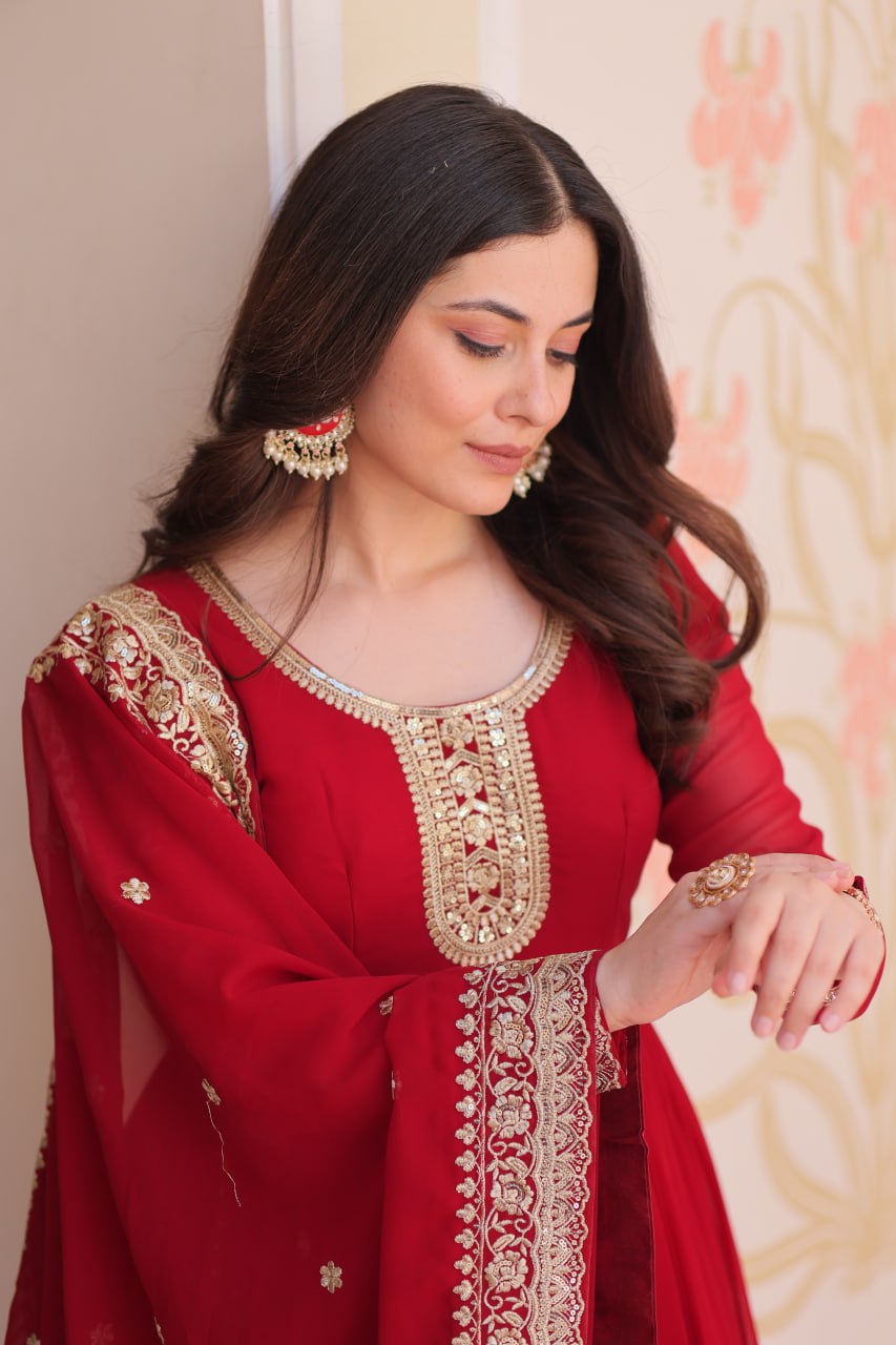 Zehra Heritage Flare – Royal Red & Regal Purple Anarkali Set