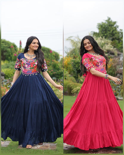 Multicolour Thread Work Navratri Beautiful Gown