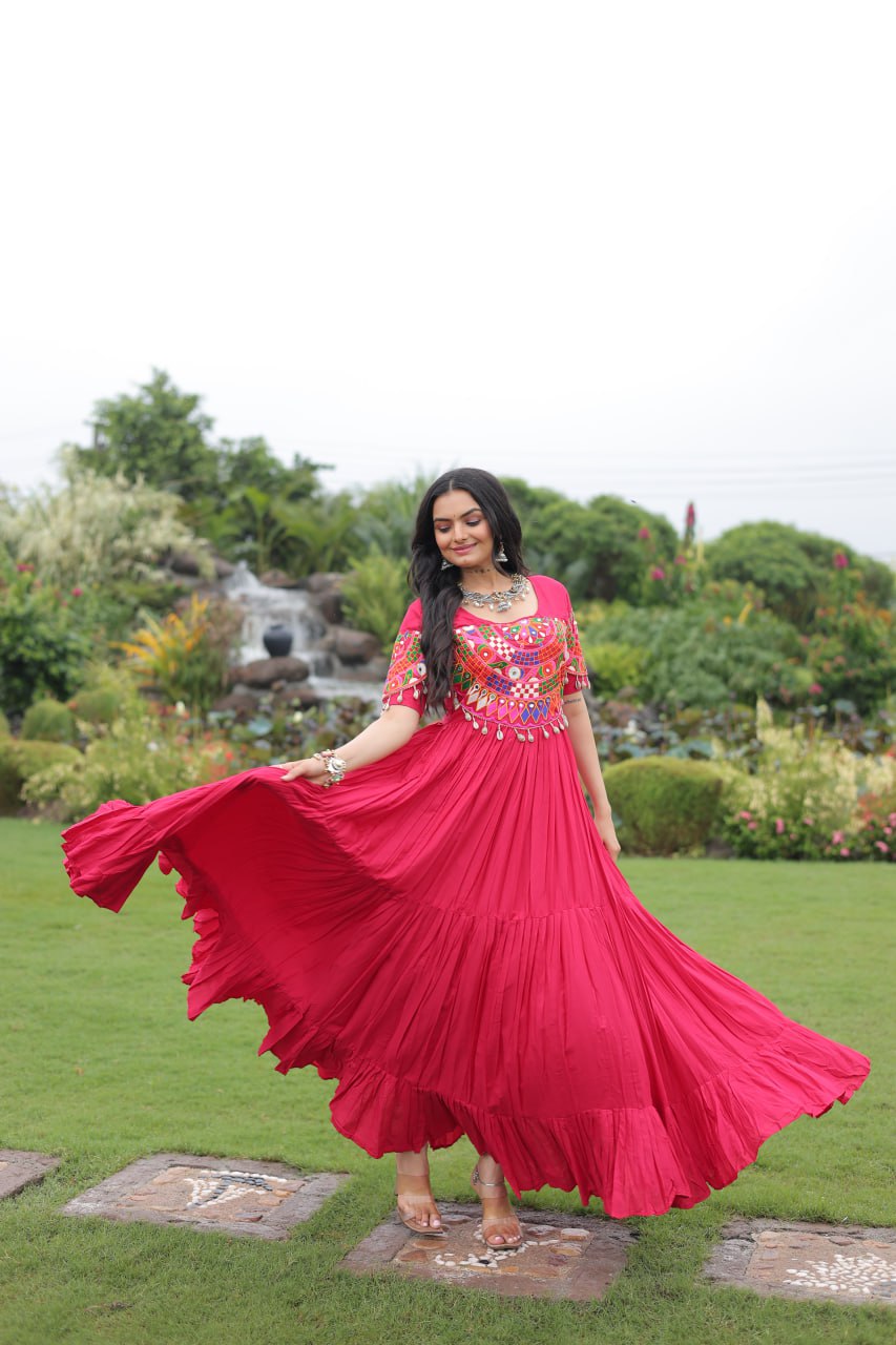 Multicolour Thread Work Navratri Beautiful Gown