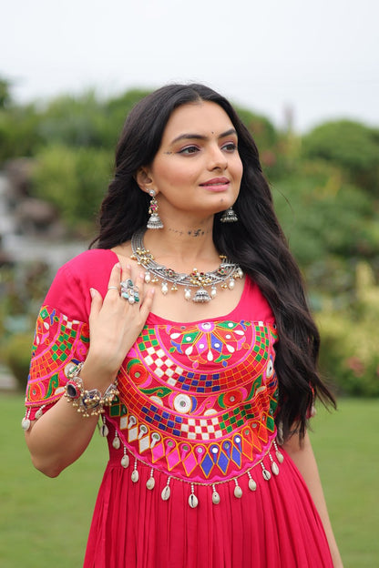 Multicolour Thread Work Navratri Beautiful Gown