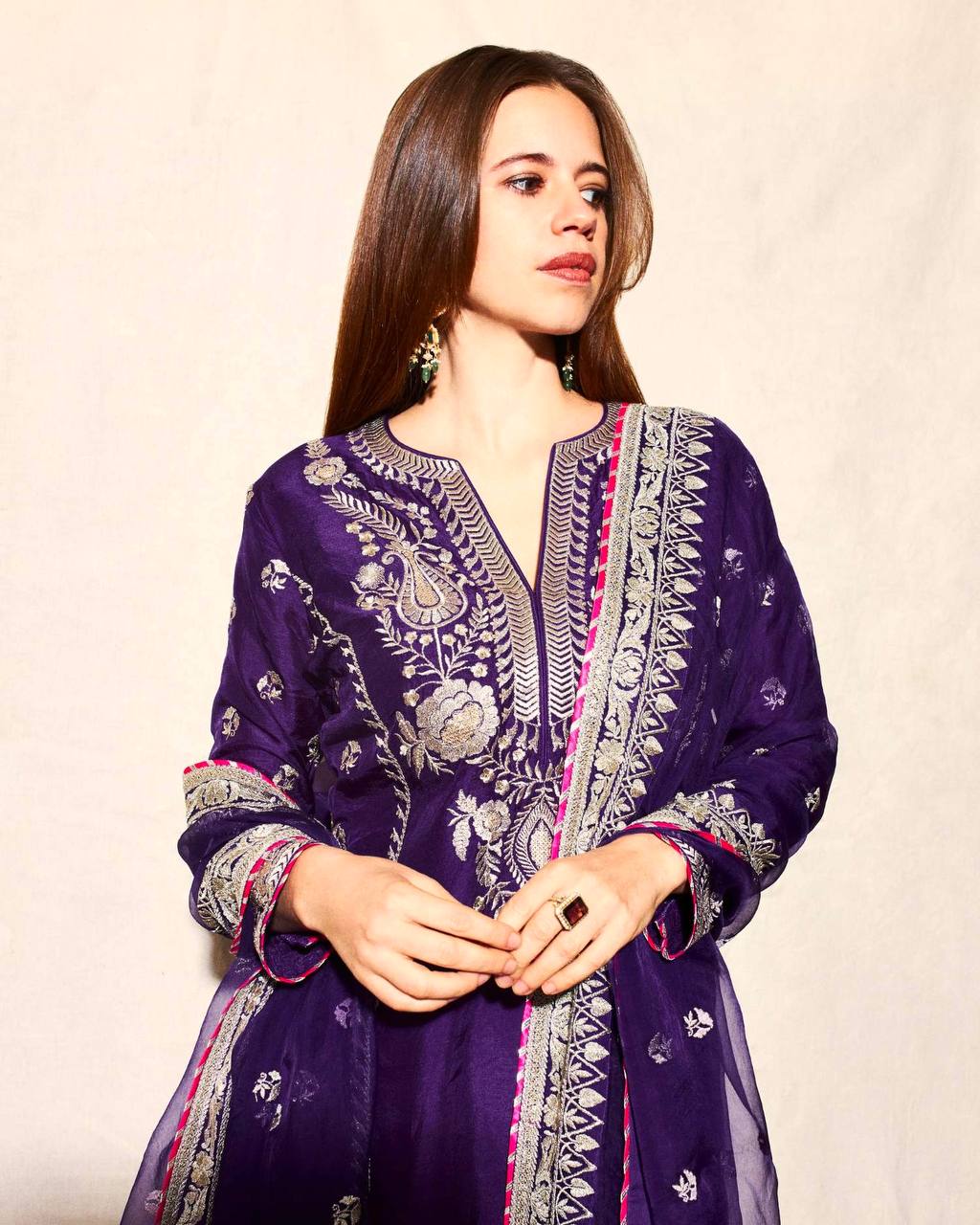 Amaya Deep Purple Embroidered Palazzo Set