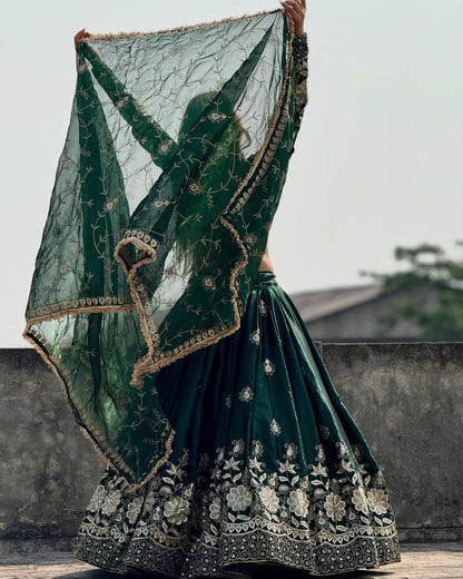 Green Designer Choli Set for Wedding And Festive Wear