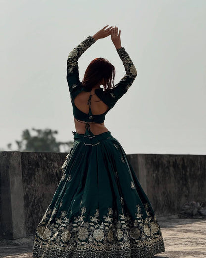 Green Designer Choli Set for Wedding And Festive Wear