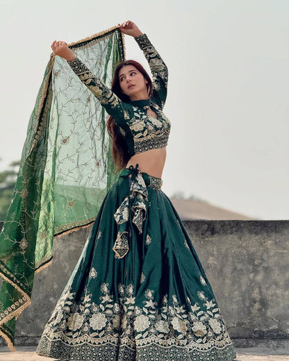Green Designer Choli Set for Wedding And Festive Wear