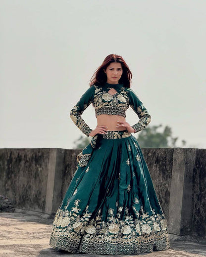 Green Designer Choli Set for Wedding And Festive Wear