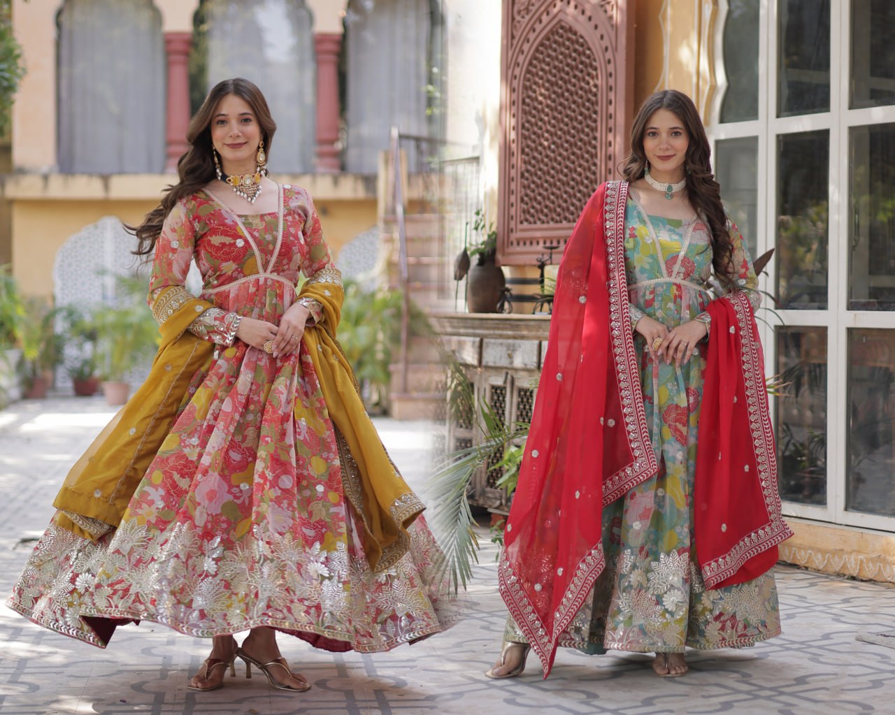 Shiwangi Digital Printed Russian silk Gown