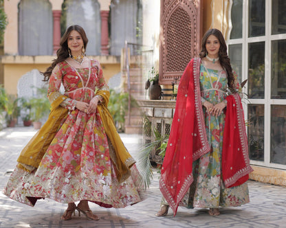 Shiwangi Digital Printed Russian silk Gown