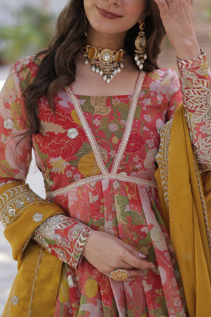 Shiwangi Digital Printed Russian silk Gown