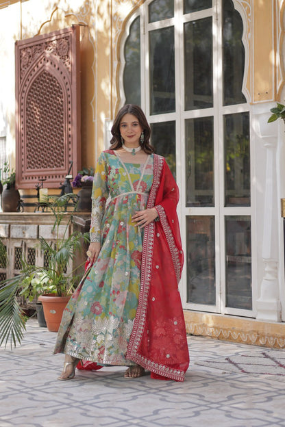 Shiwangi Digital Printed Russian silk Gown