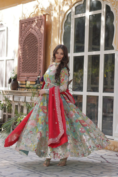 Shiwangi Digital Printed Russian silk Gown