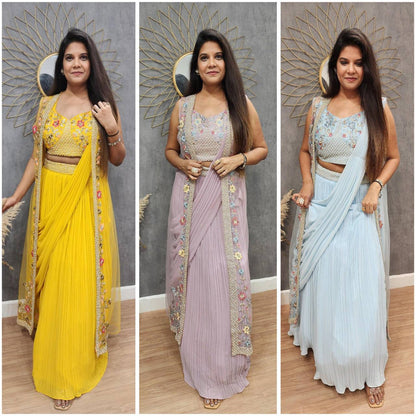 Dusty Western Crush Georgette Stylish Saree