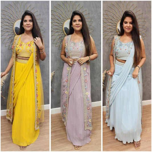 Dusty Western Crush Georgette Stylish Saree