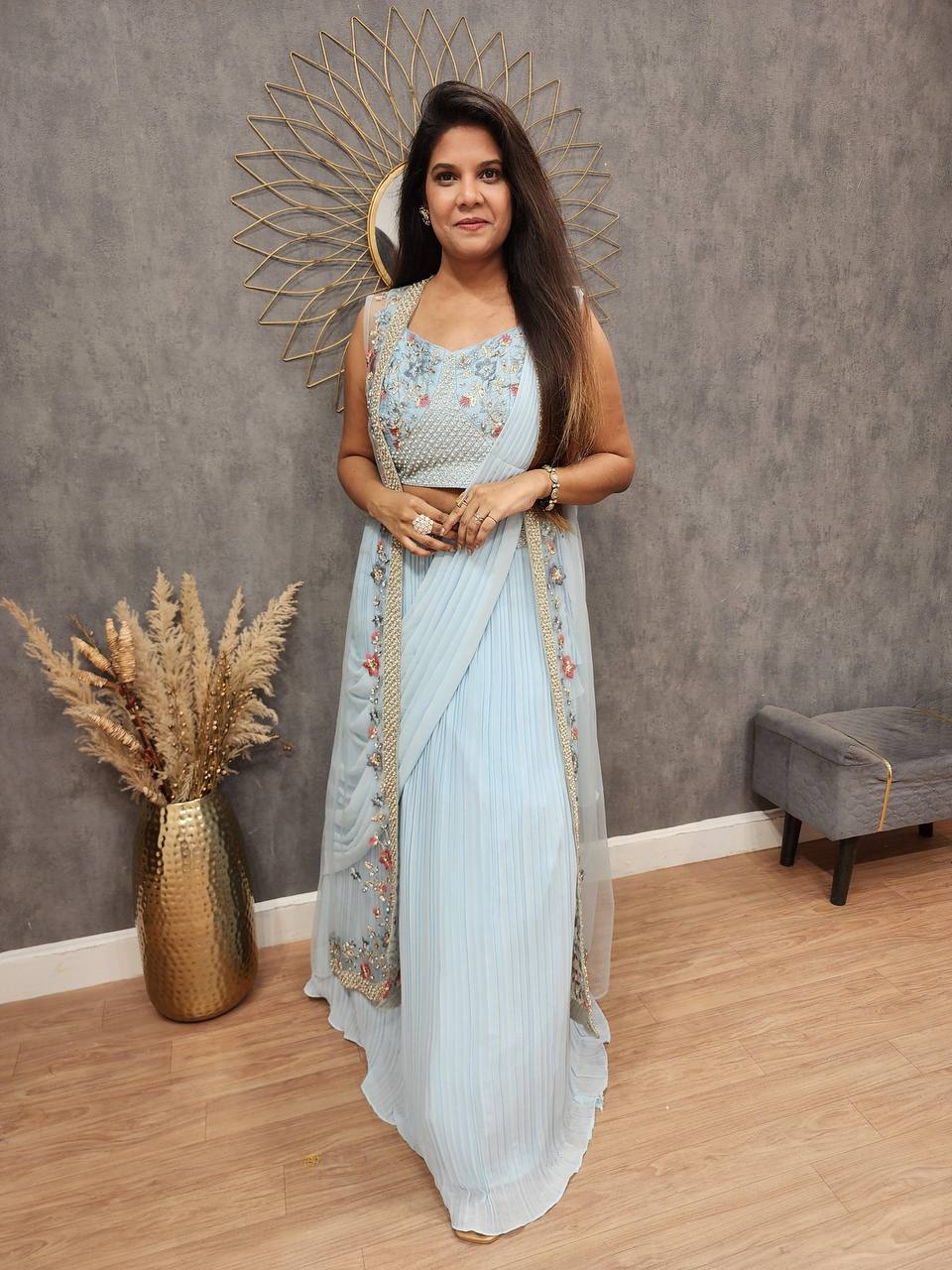 Dusty Western Crush Georgette Stylish Saree