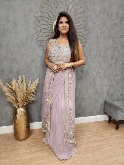 Dusty Western Crush Georgette Stylish Saree