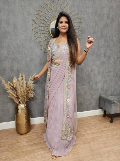 Dusty Western Crush Georgette Stylish Saree