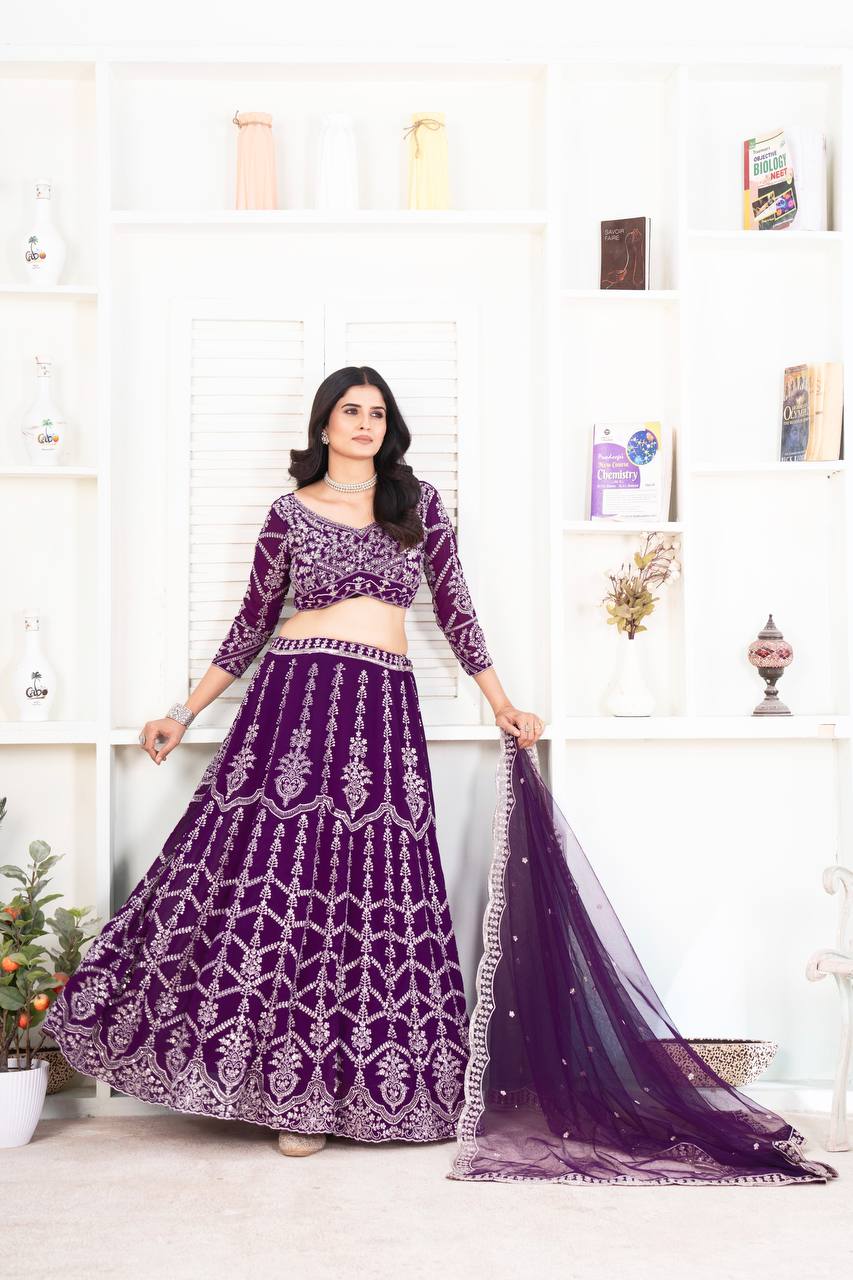 kiyara Purple Designer Faux Georgeet Lehenga