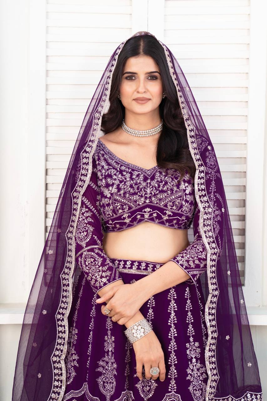 kiyara Purple Designer Faux Georgeet Lehenga