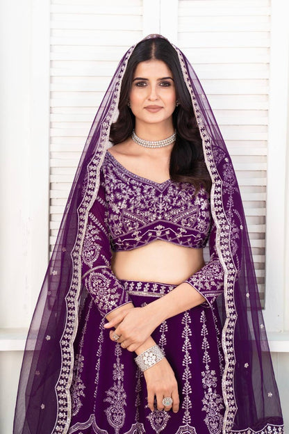 kiyara Purple Designer Faux Georgeet Lehenga