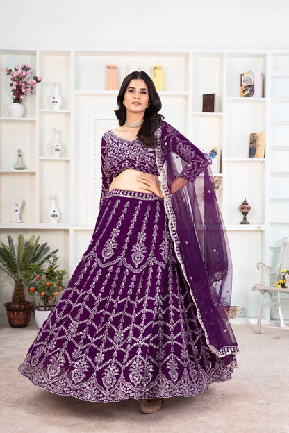 kiyara Purple Designer Faux Georgeet Lehenga